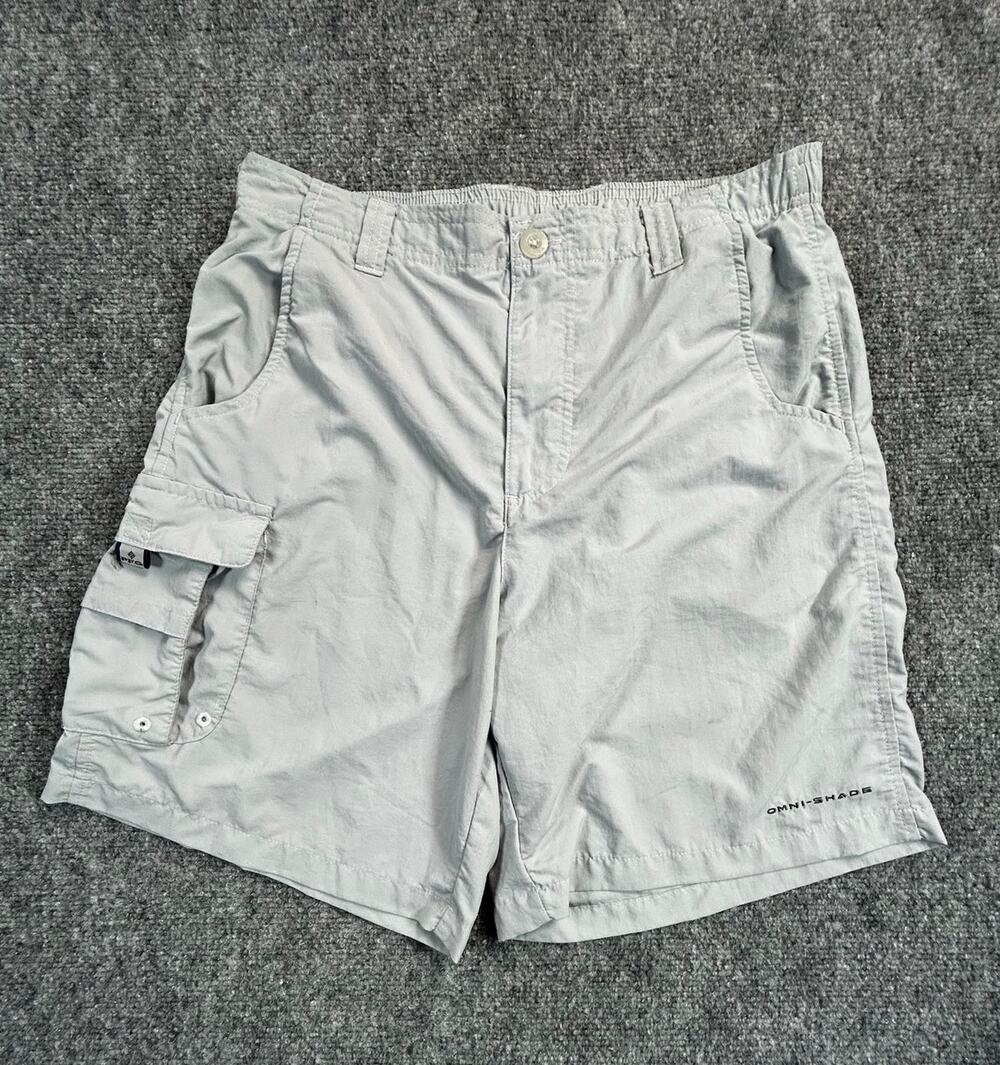 Columbia PFG Omni-Shade Youth Large Gray Fishing Shorts Kids 14/16 Outdoor